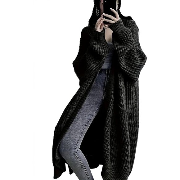 Women's Plus Size Oversized Long Cardigan Sweaters Chunky Knit Open Front Duster